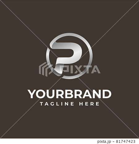 Silver Circle Letter P Logo Design Template 81747423