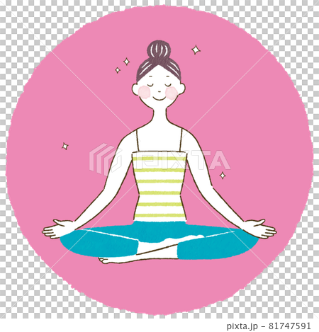 ヨガをする女性 瞑想のポーズのイラスト素材