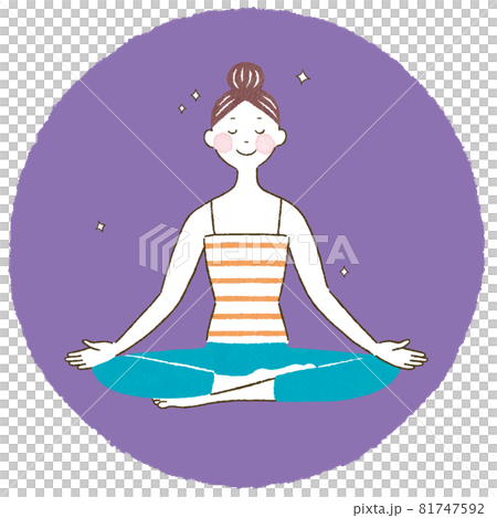 做瑜伽冥想姿勢的女性 做瑜伽冥想姿勢的女性 81747592