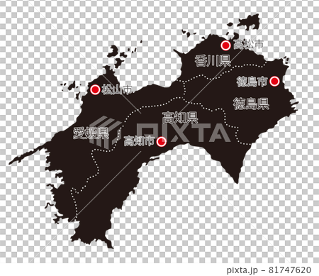 日本地區分類_四國_都道府縣名稱/都道府縣所在地_bk 81747620