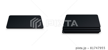 Square beer coaster. Empty black mockup. Pprotection coaster for beer glasses, tea cups isolated on white background. Branding template vector illustration. 81747955