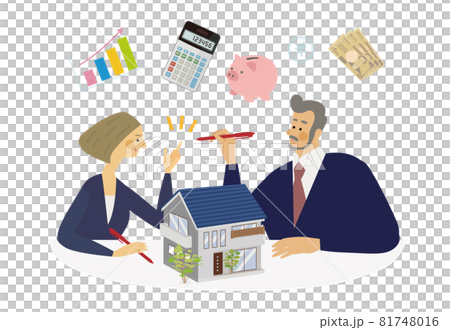マイホーム計画をする男性と女性のベクターイラスト 81748016