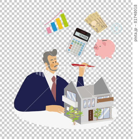 Vector illustration of a man planning his own home 81748018