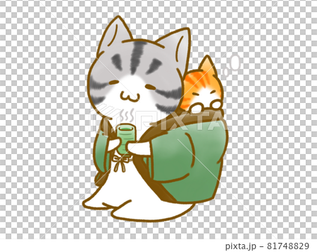 A cat warming up in a hanten A cat warming up in a hanten 81748829
