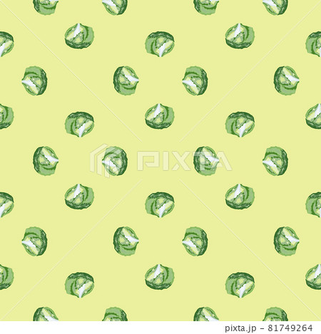 Seamless pattern iceberg salad on beige background. Minimalism ornament with lettuce. Seamless pattern iceberg salad on beige background. Minimalism ornament with lettuce. 81749264