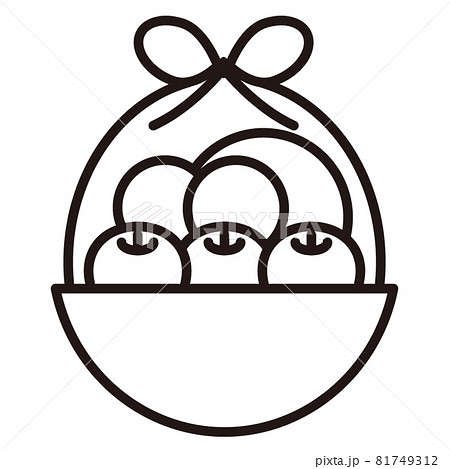 果物の盛り籠のシンプルなアイコン/線画 81749312
