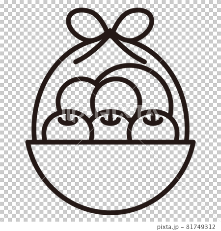 果物の盛り籠のシンプルなアイコン/線画 81749312
