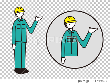 ピクトグラム風の作業員のイラスト 案内 説明 のイラスト素材