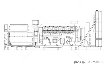 Large industrial diesel generator. Vector Large industrial diesel generator. Vector 81750852