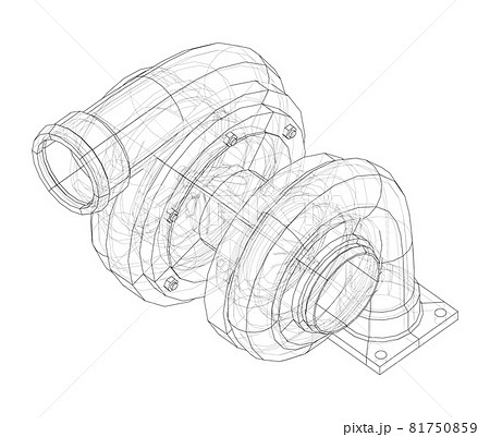 Automobile turbocharger concept outline. Vector Automobile turbocharger concept outline. Vector 81750859