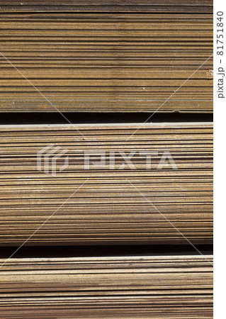 Sheet metal is in bundles in the warehouse 81751840