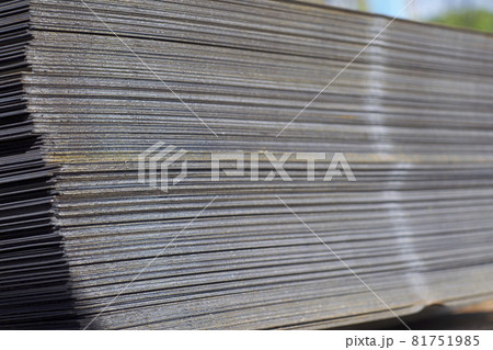 Sheet metal is in bundles in the warehouse Sheet metal is in bundles in the warehouse 81751985