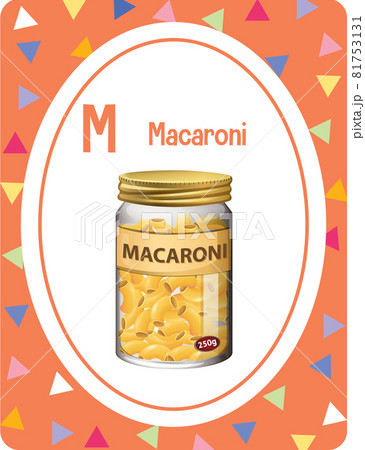 Alphabet flashcard with letter M for Macaroni 81753131