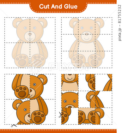 Cut and glue, cut parts of Teddy Bear and glue...のイラスト素材 [81755232] - PIXTA