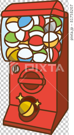 A red capsule toy machine seen from an angle A red capsule toy machine seen from an angle 81758207