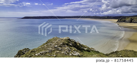Three Cliffs Bay on the south coast of the Gower Peninsula - Swansea, Wales, United Kingdom 81758445