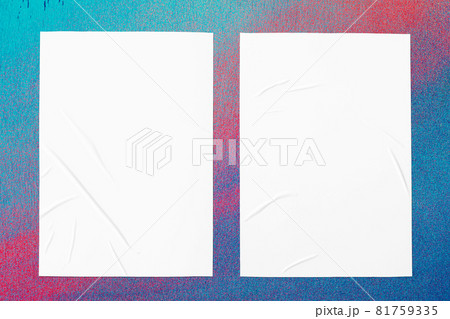 colorful urban wall texture with two wrinkled glued poster templates 81759335