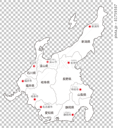 日本地區劃分_中部_都道府縣名稱/都道府縣首府（註音假名）_w 81759387