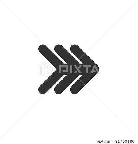 Black vector chevron arrows pointing right in circle, three arrows in row. road sign for turn. Stock Vector illustration isolated on white background. Black vector chevron arrows pointing right in circle, three arrows in row. road sign for turn. Stock Vector illustration isolated on white background. 81760180