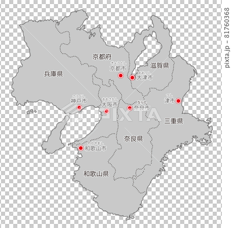 日本地方区分_近畿_県名・県庁所在地ふりがな入り_gry 日本地方区分_近畿_県名・県庁所在地ふりがな入り_gry 81760368