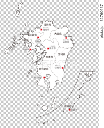 日本地方区分_九州沖縄_県名・県庁所在地ふりがな入り_wh 日本地方区分_九州沖縄_県名・県庁所在地ふりがな入り_wh 81760687