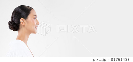 side view banner of Beautiful Asian woman wear bathrobe smile with clean and fresh skin Happy and cheerful,wellness beauty woman isolated on white background,Beauty Cosmetics and spa Treatment Concept side view banner of Beautiful Asian woman wear bathrobe smile with clean and fresh skin Happy and cheerful,wellness beauty woman isolated on white background,Beauty Cosmetics and spa Treatment Concept 81761453