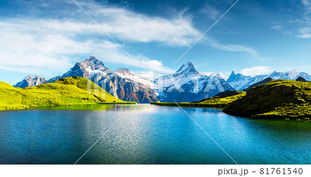 Bachalpsee lake in Swiss Alps mountains Bachalpsee lake in Swiss Alps mountains 81761540