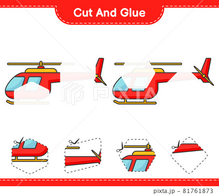 Cut and glue, cut parts of Helicopter and glue them. Educational children game, printable worksheet, vector illustration Cut and glue, cut parts of Helicopter and glue them. Educational children game, printable worksheet, vector illustration 81761873