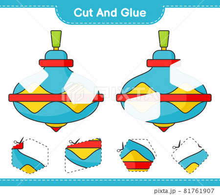 Cut and glue, cut parts of Whirligig Toy and glue them. Educational children game, printable worksheet, vector illustration 81761907