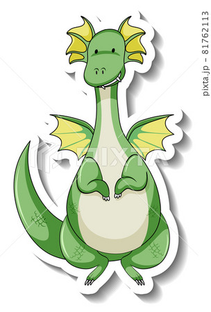 Sticker template with fantasy dragon cartoon character Sticker template with fantasy dragon cartoon character 81762113