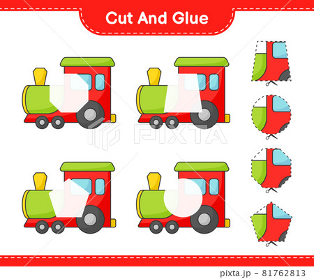 Cut and glue, cut parts of Train and glue them. Educational children game, printable worksheet, vector illustration 81762813