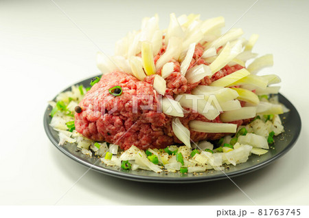 Traditional German dish called Mettigel,.Mett served as a Mett hedgehog Traditional German dish called Mettigel,.Mett served as a Mett hedgehog 81763745