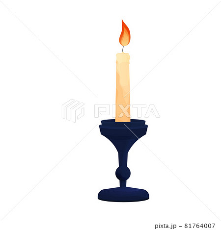 Candle with fire in cartoon style isolated on white background. Mystic, magic decoration.  81764007
