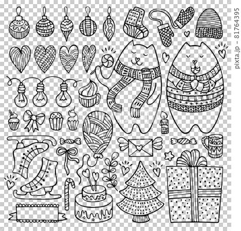 Set of doodle Christmas and winter elements 81764395