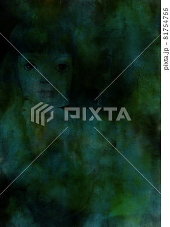アンティークな人形がを描いた青い絵画 アンティークな人形がを描いた青い絵画 81764766