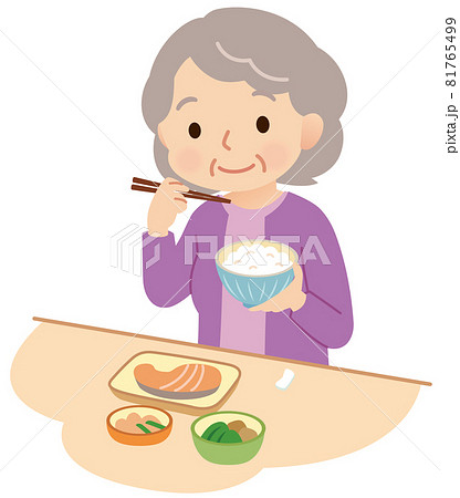 食事をする高齢者 健康のイラスト素材