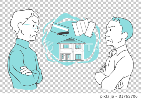 Two middle-aged men arguing over inheritance - Brothers, relatives 81765706