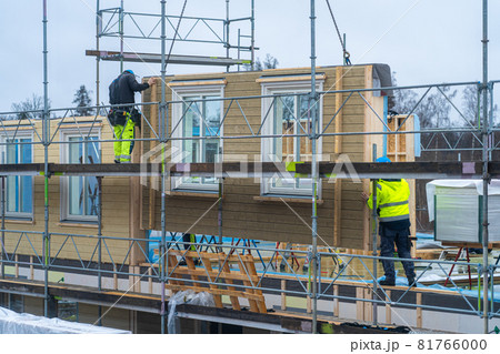 Construction site of modern two floor apartment house 81766000