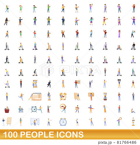 100 people icons set, cartoon style 100 people icons set, cartoon style 81766486