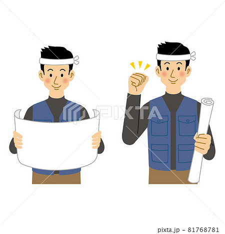 設計図を見る大工の男性 81768781