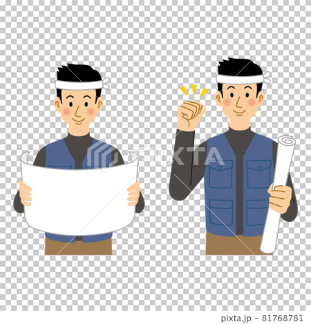 設計図を見る大工の男性 81768781