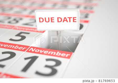 DUE DATE sign on November 6 in a calendar, 3d rendering 81769653