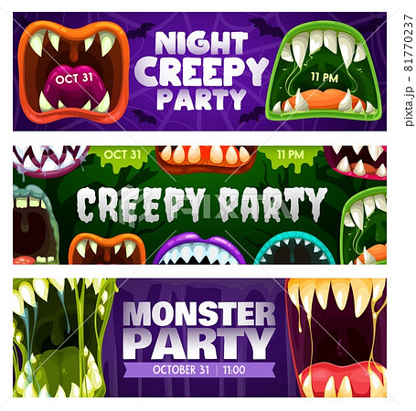 Creepy party night flyers with monster mouths Creepy party night flyers with monster mouths 81770237