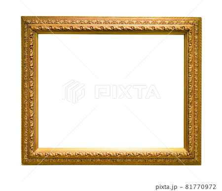 classical wooden picture frame with blank canvas cutout on white background classical wooden picture frame with blank canvas cutout on white background 81770972