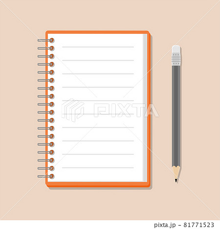 シンプルなノートと鉛筆 背景ありのイラスト素材