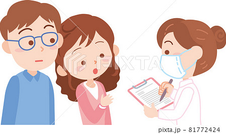 問診を受ける若い夫婦 問診を受ける若い夫婦 81772424