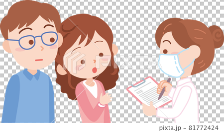 問診を受ける若い夫婦 問診を受ける若い夫婦 81772424