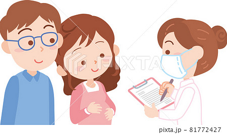 問診を受ける若い妊婦と夫 問診を受ける若い妊婦と夫 81772427
