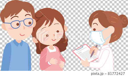 問診を受ける若い妊婦と夫 問診を受ける若い妊婦と夫 81772427