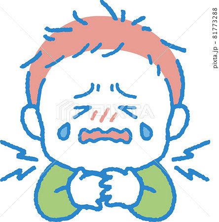 首／喉が痛い男の子のイラスト 81773288